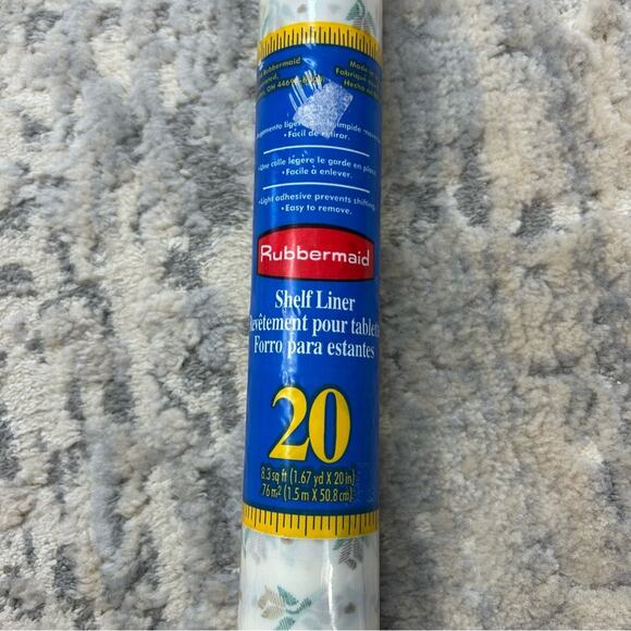 Vintage 1989 Rubbermaid Shelf & Drawer Liner White Brown Floral Design 2 Rolls - Picture 2 of 6